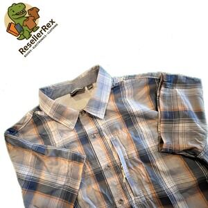 Free Country Men's Plaid Short Sleeve Button Up Shirt XXL Zip Pocket Outdoor
